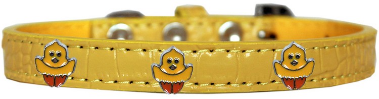 Chickadee Widget Croc Dog Collar Yellow Size 20